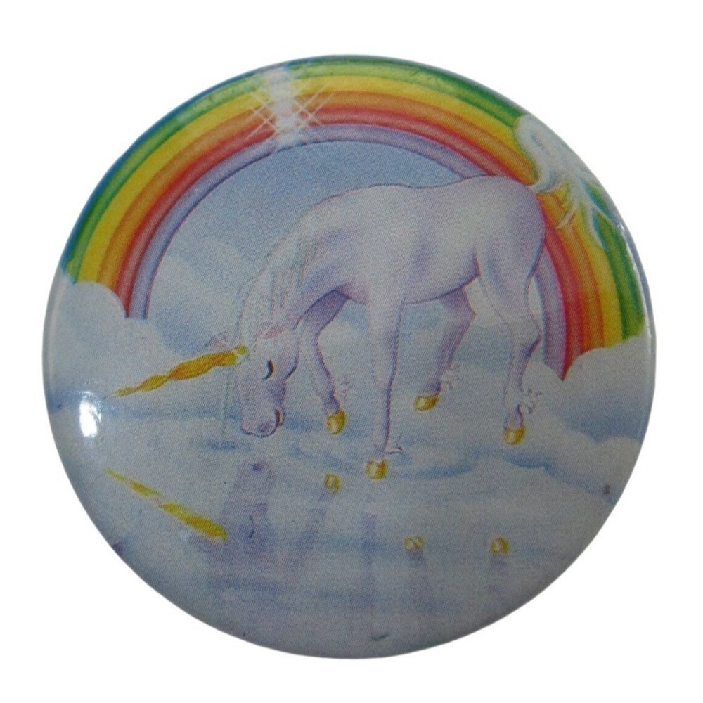 Unicorn Reflection Rainbow Round Pin Lisa Frank Vintage 1980s GUC